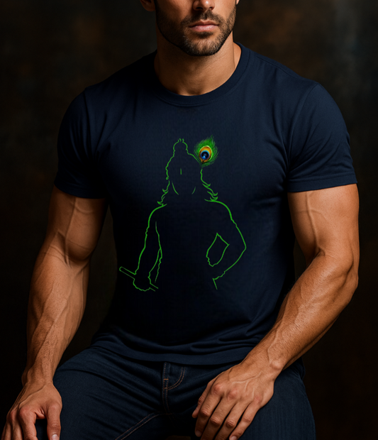 Krishna Neon Outline Oversized T-Shirt